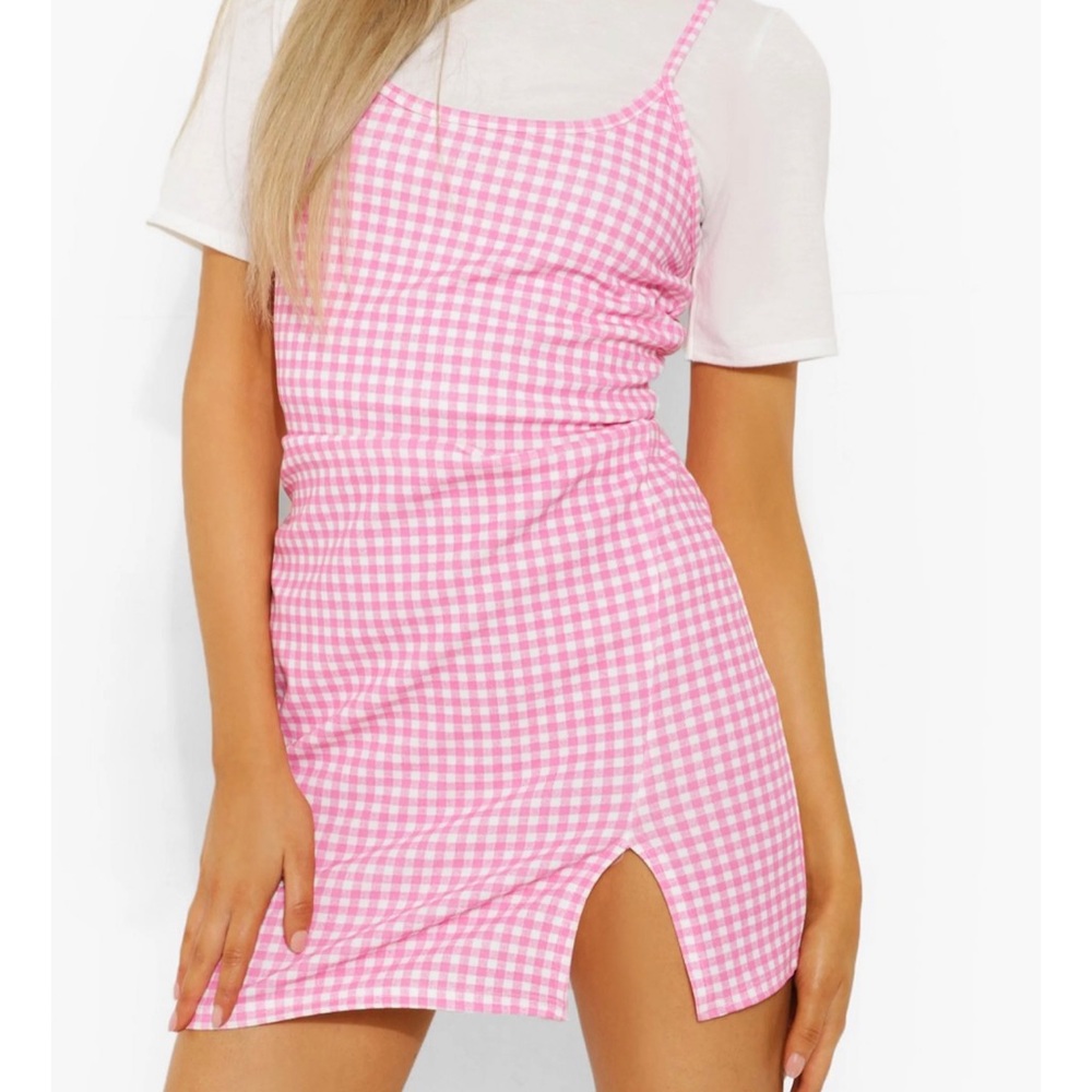 Pink Gingham slip dress T-shirt NOT included SIZE 10